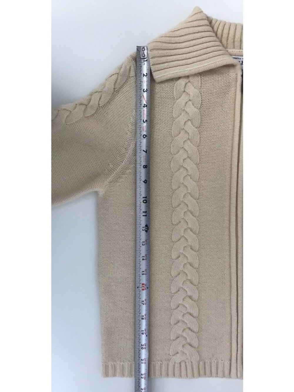 Pendleton 100% Lambswool Full Zip Cable Knit Ladies Sweater Cream Size Small - Picture 12 of 13